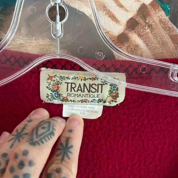 Vintage Y2K Transit Red Women's Cardigan Sweater Size L - Picture 14 of 16